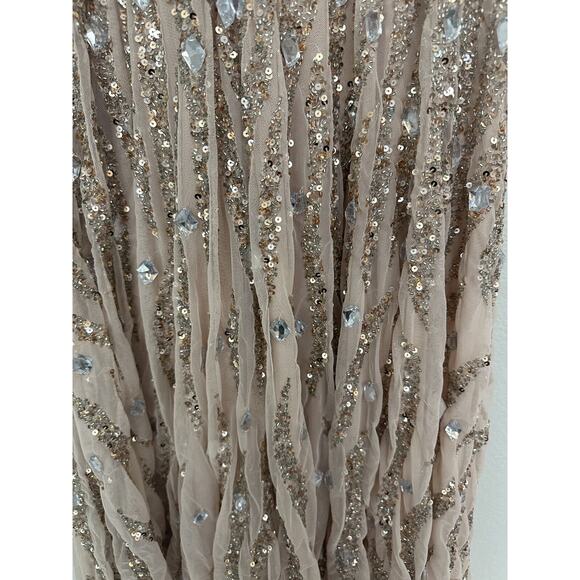 New Mac Duggal Pink Sequined Spaghetti V-Neck Tulle Dress 93566 Size 8 - Picture 12 of 15